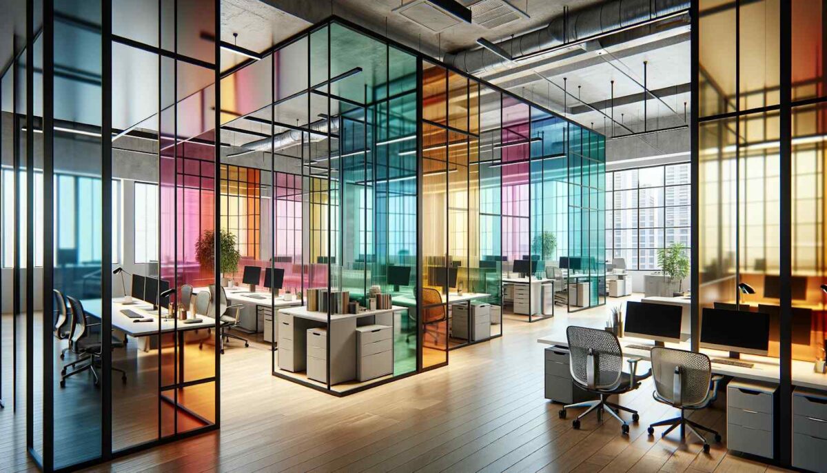پارتیشن های شیشه ای با رنگ به فضاهای اداری سرزندگی و هویت برند می بخشند، در حالی که همچنان شفافیت و باز بودن را برای زیبایی مدرن حفظ می کنند.